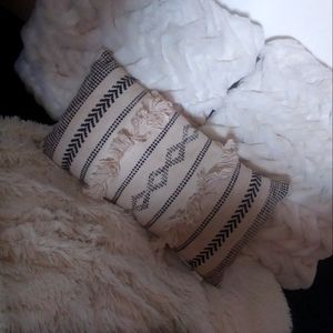 Modern Boho White Fur Bed Decor